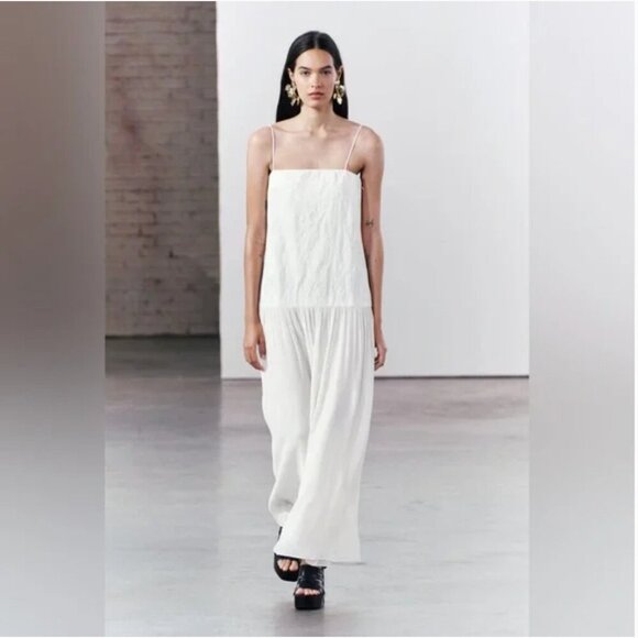 ZARA NEW WOMAN SS24 OYSTER-WHITE CONTRAST DRESS Size M NEW WITH TAG! - Picture 1 of 15